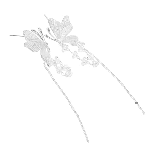 RORPOIR Schmetterling Quasten Ohrringe Lange Leichte Statement Ohrringe mit Zartem Anhänger Vielseitig für Party Hochzeit und Alltag Silberfarbene Damenschmuck von RORPOIR