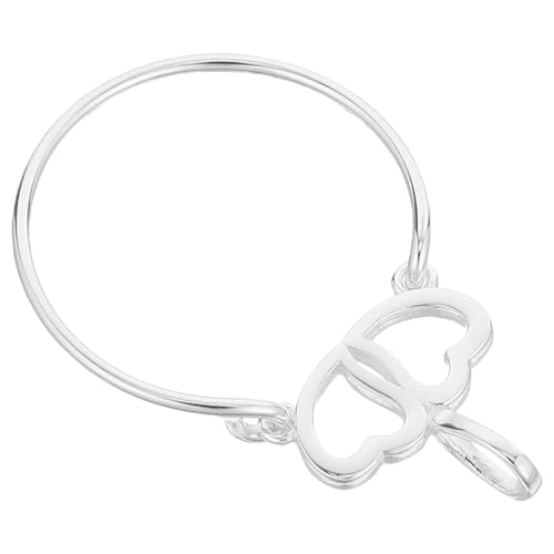 RORPOIR Silber Charm Holder Halskette Doppelherz Anhänger Flexibel Tragbar Schmuck für Vielseitig als Ring oder Elegant Langlebig von RORPOIR