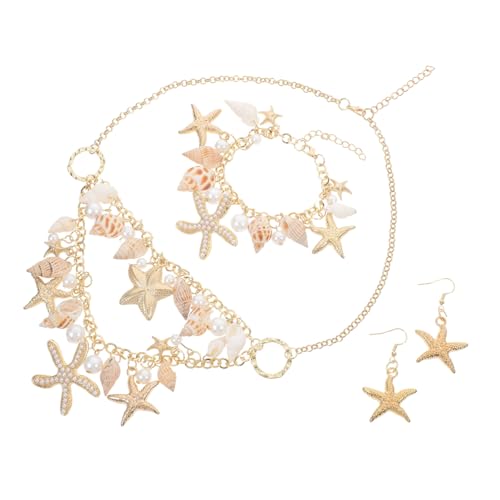 RORPOIR Sommer Schmuckset Damen Muschel Halskette Armband Ohrringe Meerjungfrau Beach Style Ocean Schmuck für Mädchen Strandurlaub von RORPOIR