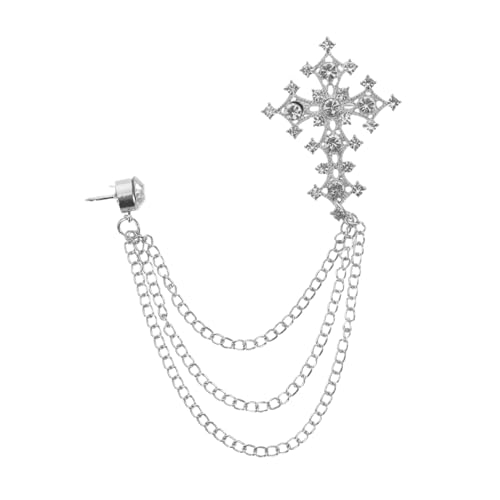 RORPOIR Vintage Cross Brooch Pin mit Strass und Quasten Retro Punk Metall Anstecknadel für Sweater Mantel und Cardigan Modische Lapel Brosche im Angesagten Hip-hop Stil von RORPOIR
