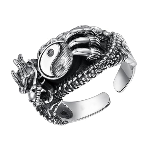 RORPOIR Vintage Herren Fingerring Drachenmotiv Metallring Verstellbar Retro Schmuck für Partys Hochzeit Alltag von RORPOIR