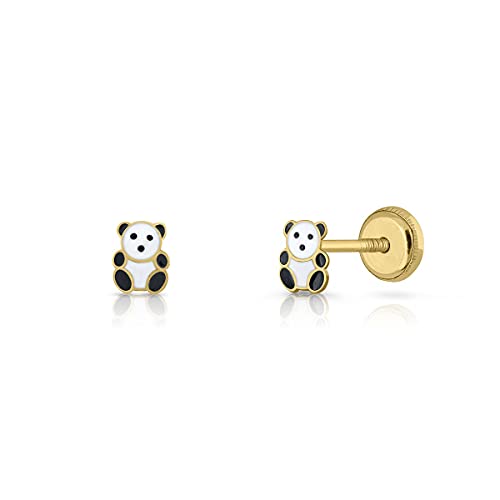 Gold-Ohrringe mit Zertifikat, für Mädchen/Damen, Panda-Bär, Sicherheitsverschluss, Größe 5 x 6 mm, (4-4475) von ROSA DI MANUEL