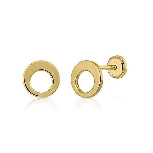 Ohrringe Sterling Gold Zertifiziert, Kreis mit Durchbrochen, Hochglanzpoliert, mit Schraubverschluss, Größe 8,00 mm (A747-8) von ROSA DI MANUEL