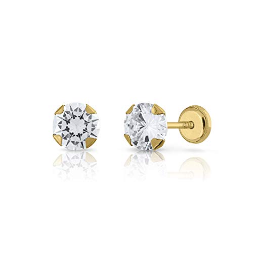 Ohrringe aus Gold 18 Karat, mit Zirkonia, 6 mm, Schraubverschluss. von ROSA DI MANUEL