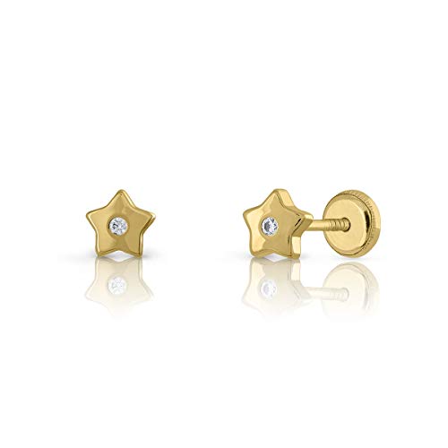 Ohrringe aus Sterlingsilber, zertifiziert, Mädchen/Damen, Stern-Design mit Zirkonia, Schraubverschluss, Größe 5 mm (4-6357-1,5), Gelbgold Zirkonia von ROSA DI MANUEL