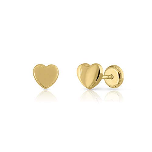 Ohrringe aus Sterlingsilber, zertifiziert, für Mädchen/Damen, Herz-Design, Sicherheitsverschluss, Schraubverschluss, Maße 6 mm (4-3576), Gelbgold von ROSA DI MANUEL