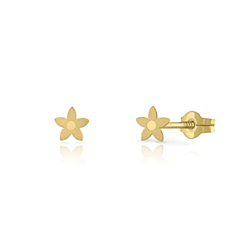 Ohrringe aus Sterlingsilber, zertifiziert, für Mädchen/Damen, Stern-Design, Sicherheitsverschluss, Maße 4,5 mm (4-6044), Gelbgold von ROSA DI MANUEL