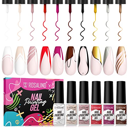 ROSALIND 10 Farben Gel Liner Nail Polish Pen Gellack Shellac Nagellack Nageldesign Set UV LED Set 5ml Painting Linie zeichnen Nageldesign DIY von ROSALIND