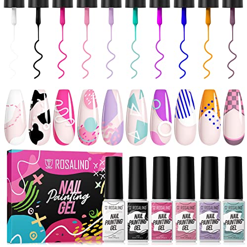 ROSALIND 10 Farben Gel Liner Nail Polish Pen Gellack Shellac Nagellack Nageldesign Set UV LED Set 5ml Painting Linie zeichnen Nageldesign DIY von ROSALIND