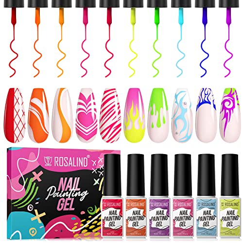 ROSALIND 10 Farben Gel Liner Nail Polish Pen Gellack Shellac Nagellack Nageldesign Set UV LED Set 5ml Painting Linie zeichnen Nageldesign DIY von ROSALIND