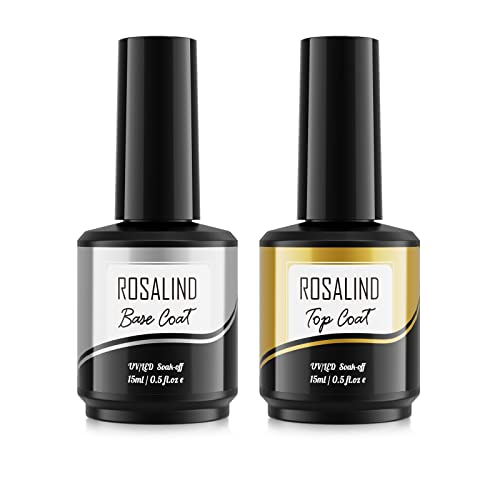 ROSALIND Base Coat Top Coat Gel UV Nagellack 15ml Grundlack Decklack Shellac Base Und Top Coat Gel Nagellack Set für Nageldesign Gel Polish Gellack Nail Art 2pcs von ROSALIND