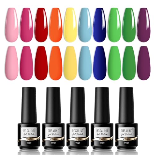 ROSALIND Gel Nagellack 10 Farben Shellac Set Neon Rosa Rot Blau Orange Grün Nagellack Gel UV Nagellack Set Nail Art Soak Off Gel Nail Polish für Nagel Design von ROSALIND