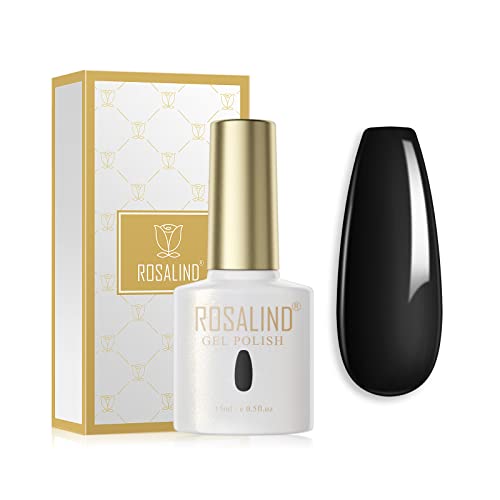 ROSALIND UV Nagellack Schwarz Gel Nagellack 15ml Soak Off Nail Gel Polish für UV LED Nagellampe Langlebige French Maniküre Nagelgellack von ROSALIND