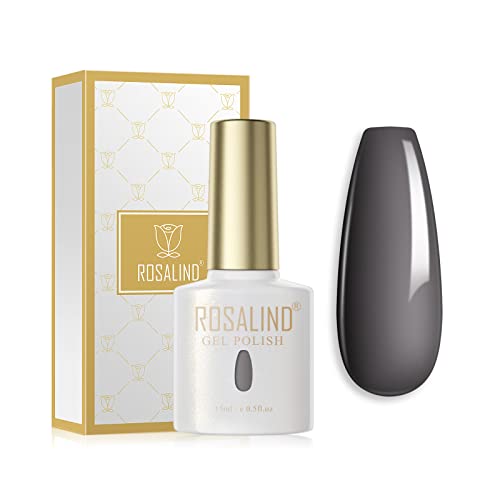 ROSALIND UV Nagellack Dunkelgrau Gel Nagellack 15ml Soak Off Nail Gel Polish für UV LED Nagellampe Langlebige French Maniküre Nagelgellack von ROSALIND