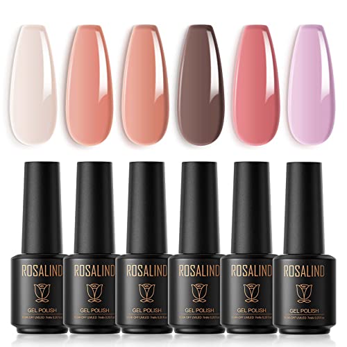 ROSALIND Gel Nagellack Set Jelly 6 Farben 7ml Shellac Gellack UV Set Gel Nail Polish für Nagel Lack Akt Maniküre Design Durchscheinend von ROSALIND