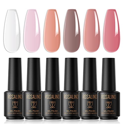 ROSALIND UV Nagellack Jelly, 6 Farben 7ml Weiß Rosa Orange Braun Rosa Shellac Gellack Set Soak Off UV LED Gel Nail Polish für Nagel Lack Akt Maniküre Design Durchscheinendart Sommer von ROSALIND