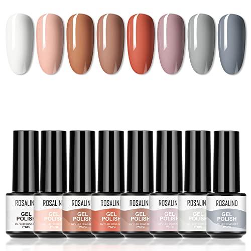 ROSALIND Gel Nagellack UV 8 Farben Gellack UV Shellac Braun Farben Set,Gel Nail Polish für Nagel Design Nagellack Starter set von ROSALIND