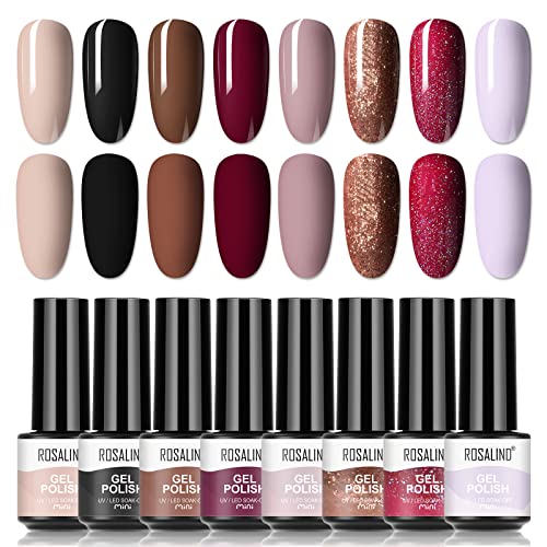 ROSALIND Gel Nagellack UV 8 Farben Gellack UV Shellac Schwarz Farben Set,Gel Nail Polish für Nagel Design Nagellack Starter set von ROSALIND