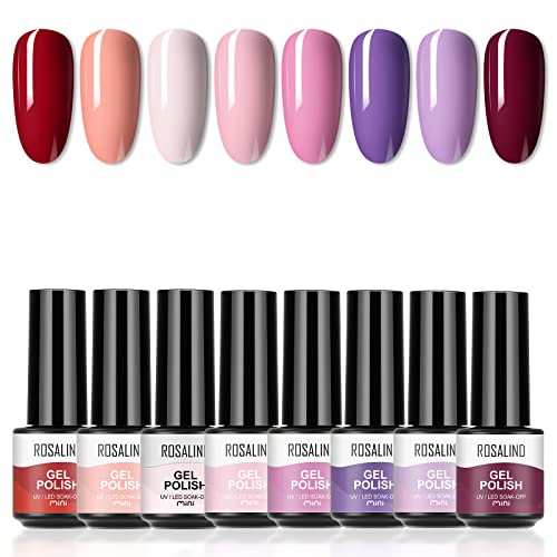 ROSALIND UV Nagellack Pastell Set Süss Süßigkeiten Gelnägel 8 Farben Gel Nagellack UV Farbgel Shellac für Den Frühling Gel Nail Polish Set Mini von ROSALIND