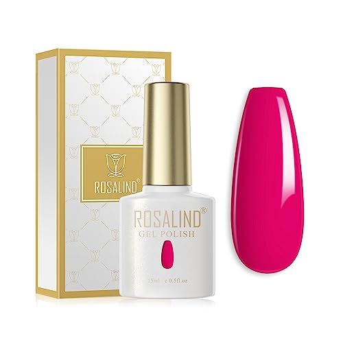 ROSALIND UV Nagellack Rosa Neon UV Gel Nagellack Rosa 15ml Soak Off Nail Gel Polish für UV LED Nagellampe Langlebige French Maniküre Nagelgellack von ROSALIND