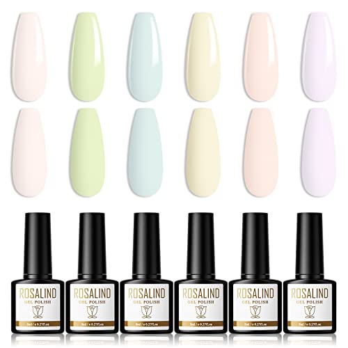 ROSALIND UV Nagellack Blau Rosa Grün Lila Pink Pastell Gel Nagellack 6pcs 8ml Shellac Nagellack UV LED Soak Off Gel Nail Polish Uv Lacke Für Nägel Geeignet FüR AnfäNger, Nagelstudios von ROSALIND