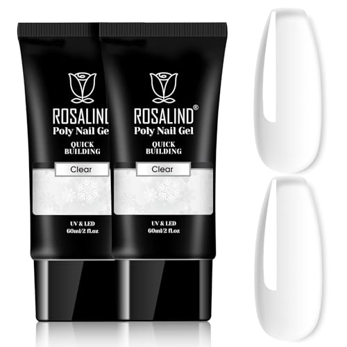 ROSALIND Poly Nail Gel, Acrylgel für Nägel 2pcs Transparent Farben 60ml Poly Nägel Gel, Klar Quick Extension Builder Acrylic Nagelgel Nagelverlängerung Gel Polish Starter Set für Nail Art von ROSALIND