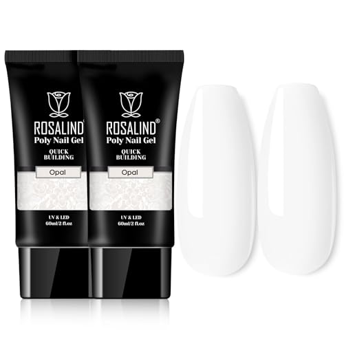 ROSALIND Poly Nail Gel, Acrylgel für Nägel 2pcs Weiß 60ml, Quick Extension Builder Acrylic Nagelgel, Nagelverlängerung Polish Starter Set für Anfänger Profis Salon Hause DIY von ROSALIND
