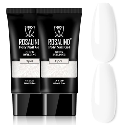 ROSALIND Poly Nail Gel, Acrylgel für Nägel 2pcs Weiß 60ml, Quick Extension Builder Acrylic Nagelgel, Nagelverlängerung Polish Starter Set für Anfänger Profis Salon Hause DIY von ROSALIND