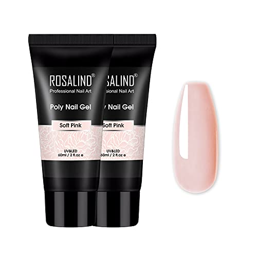 ROSALIND Poly Nail Gel, Acrylgel für Nägel 2pcs Rosa Farben 60ml Poly Nägel Gel, Quick Extension Builder Acrylic Nagelgel Nagelverlängerung Gel Polish Starter Set für DIY Nageldesign von ROSALIND