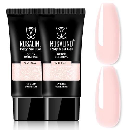 ROSALIND Poly Nail Gel, Acrylgel für Nägel 2pcs Rosa Farben 60ml Poly Nägel Gel, Quick Extension Builder Acrylic Nagelgel Nagelverlängerung Gel Polish Starter Set für DIY Nageldesign von ROSALIND