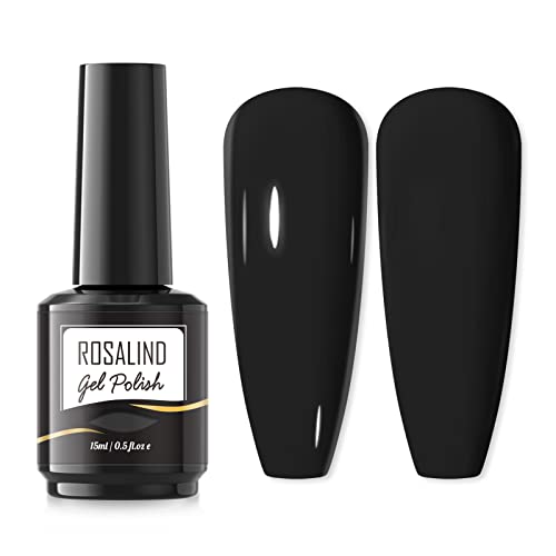 ROSALIND Schwarz Farbe UV Nagellack, Shellac Gellack UV 15ml Gel Nagellack, UV-Gel Nagellack Gellack Nail Art Gelnagelset, Black Color Gel Nail Polish 1pcs von ROSALIND