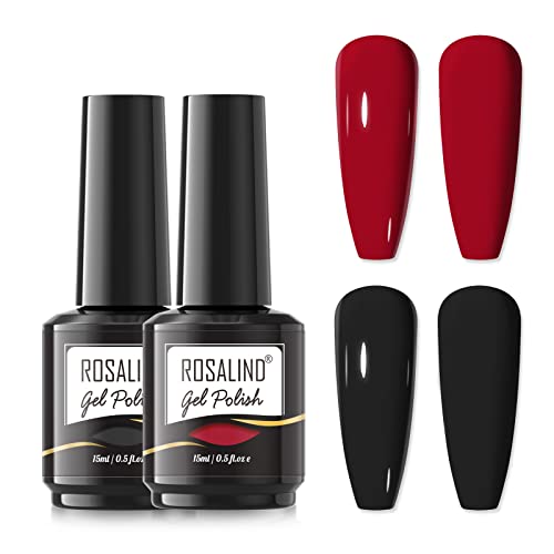 ROSALIND Schwarz Rot Farbe UV Nagellack, Shellac Gellack UV 15ml Gel Nagellack, UV-Gel Nagellack Gellack Nail Art Gelnagelset, Red Black Color Gel Nail Polish 2pcs von ROSALIND