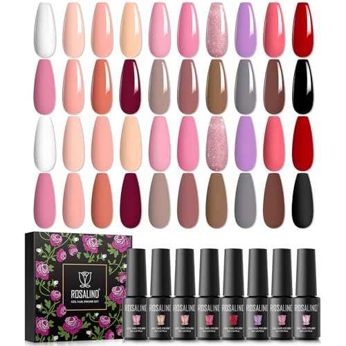 ROSALIND UV Gel Nagellack Set, Weiß Nude Rot Schwarz Braun Pink Farben 5ml Gellack, UV Gel Nagellack Gelnägel Set für Nail Art Maniküre-Set DIY Gel Nail Polish 20pcs von ROSALIND