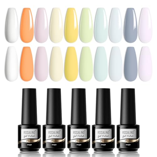 ROSALIND UV Gel Nagellack Set Shellac Nagellack, 10 Farben UV LED Pastell Nagellack Gel Nagel Set Shellac Weiß Orange Nagellack Nail Art Soak Off Gel Nail Polish für Nagel Design von ROSALIND