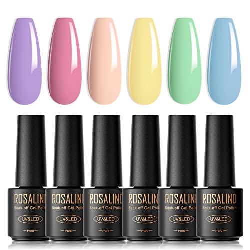 ROSALIND UV Nagellack Pastell, 6 Farben Mini Gel Nagellack Sommerfarben Set Macaron Rosa Lila Gelb Grün Blau Soak Off Nail Polish Makronen Gelnägel Frühling und Sommer ROSALIND UV Nagellack Pastell, 6 Farben Mini Gel Nagellack Sommerfarben Set Macaron Rosa Lila Gelb Grün Blau Soak Off Nail Polish Makronen Gelnägel Frühling und Sommer von ROSALIND