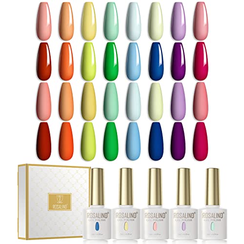 ROSALIND UV Nagellack Set 20 Stück Farbgel für Gelnägel Gel Nagellack Set mit Base und Top Coat & primer & Matte Coat, UV LED Soak Off Gel Nail Polish Set 6ml Valentinstag von ROSALIND