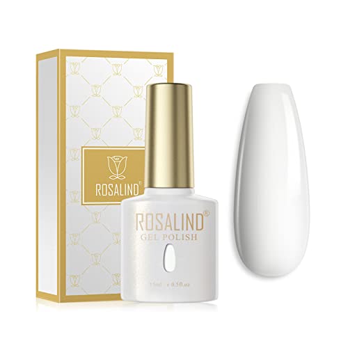 ROSALIND UV Nagellack Weiß Gel Nagellack 15ml Soak Off Nail Gel Polish für UV LED Nagellampe Langlebige French Maniküre Nagelgellack von ROSALIND