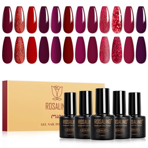 ROSALIND UV Nagellack Rot, 12 Farben Rot Dunkelrot Burgunder Weinrot Vampir Rottöne Gel Nagellack, Valentinstag Gel Nail Polish Soak Off Gelnägel Nail Art Maniküre Geschenkset ROSALIND UV Nagellack Rot, 12 Farben Rot Dunkelrot Burgunder Weinrot Vampir Rottöne Gel Nagellack, Valentinstag Gel Nail Polish Soak Off Gelnägel Nail Art Maniküre Geschenkset von ROSALIND