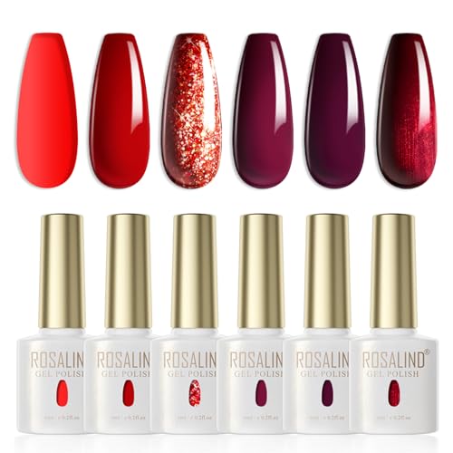 ROSALIND UV Nagellack Rot,6 Farben Rot Burgunder Dunkel Dunkelrot Glitzer Soak Off UV LED Gellack Set Gel Nail Polish für Nagelstudio Design ROSALIND UV Nagellack Rot,6 Farben Rot Burgunder Dunkel Dunkelrot Glitzer Soak Off UV LED Gellack Set Gel Nail Polish für Nagelstudio Design von ROSALIND