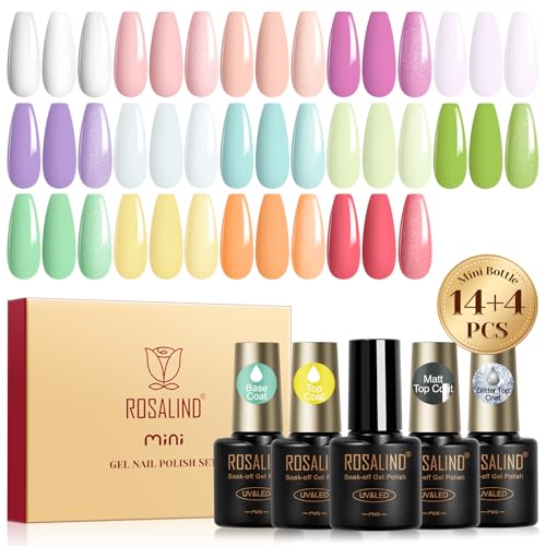 ROSALIND UV Nagellack Set, 18 Stück Gel Nagellack Pastell Weiß Rosa Nude Lila Blau Grün Gelb Orange Farbgel Gelnägel, Soak-Off Mini UV Gel Nagellack Frühling Sommer Gel Nail Polish Geschenk ROSALIND UV Nagellack Set, 18 Stück Gel Nagellack Pastell Weiß Rosa Nude Lila Blau Grün Gelb Orange Farbgel Gelnägel, Soak-Off Mini UV Gel Nagellack Frühling Sommer Gel Nail Polish Geschenk von ROSALIND