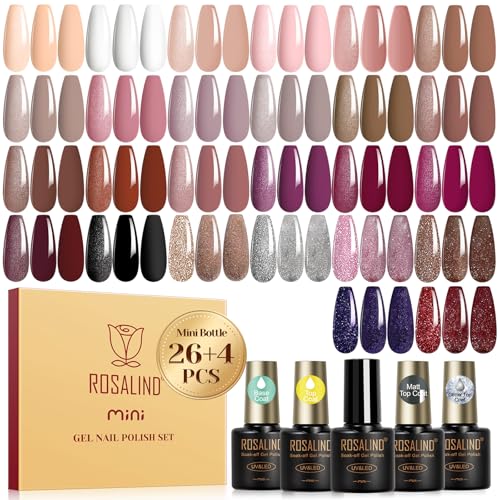 ROSALIND UV Nagellack Set, 30 Stück Weiß Braun Lila Haferfarben Rosa Gel Nagellack, Soak-Off Mini UV LED Farbgel Gelnägel für Nagel Design Gel Nail Polish Geschenk von ROSALIND