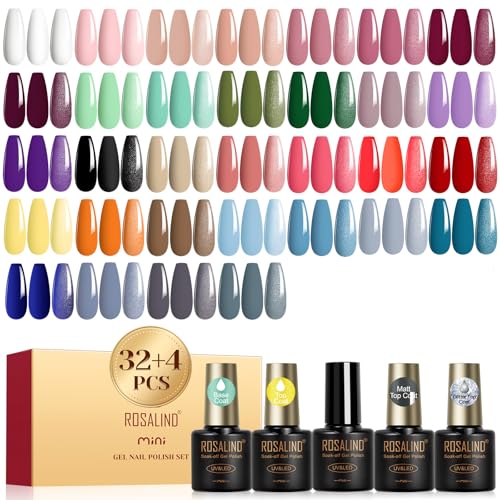 ROSALIND UV Nagellack Set, 36 Stück Gel-Nagellack Lila Blau Nude Weiß Rot Grün Braun Grau Farbgel Gelnägel,Soak-Off UV/LED Mini Gel Nail Polish Nagel Design Geschenk von ROSALIND
