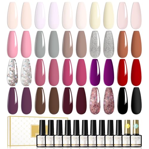 ROSALIND UV Nagellack Set 22 Pcs Shellac Nagellack Mit Top & Base Coat 20 Farben Shellac Set UV LED Soak Off Nail Polish Gel Lack Glitzer Braun Rot Rosa Silber ManiküRe Set 8ml ROSALIND UV Nagellack Set 22 Pcs Shellac Nagellack Mit Top & Base Coat 20 Farben Shellac Set UV LED Soak Off Nail Polish Gel Lack Glitzer Braun Rot Rosa Silber ManiküRe Set 8ml von ROSALIND