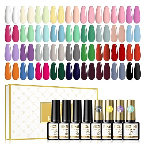 ROSALIND UV Nagellack Set 40 Pcs Shellac Set Mit Glänzender Matte Überlack, Unterlack, Primer 36 Farben Shellac Nagellack UV LED Nail Polish ManiküRe Set für AnfäNger Nagelstudio 8ml von ROSALIND