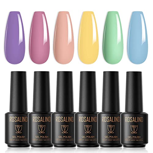 ROSALIND UV Nagellack Set 6 Farben 7ml Macaron Gel Nagellack Shellac Gellack Soak Off UV Led Gel Nail Polish Art Manicure Kit von ROSALIND