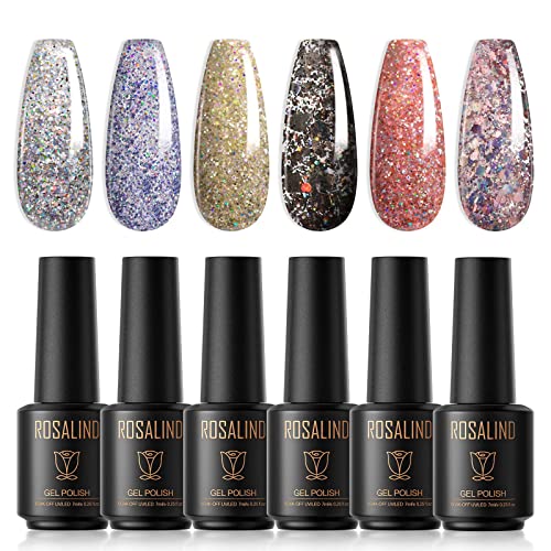 ROSALIND UV Nagellack Set 6 Farben 7ml Gel Nagellack Shellac Gellack Soak Off UV Led Gel Nail Polish Art Manicure Kit von ROSALIND