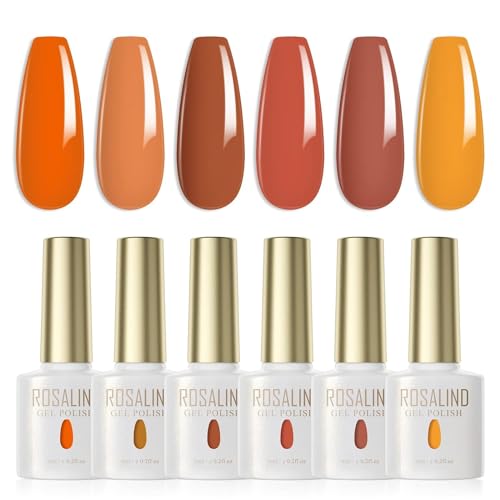 ROSALIND UV Nagellack Set 6 Farben Erdig Gelb Orange Braun Gel Nagellack Set Farbgel für Gelnägel Gel Nagel Herbstfarben Soak Off UV LED Nail Gel Polish Gel Nagel Für UV Lampe 6ml von ROSALIND