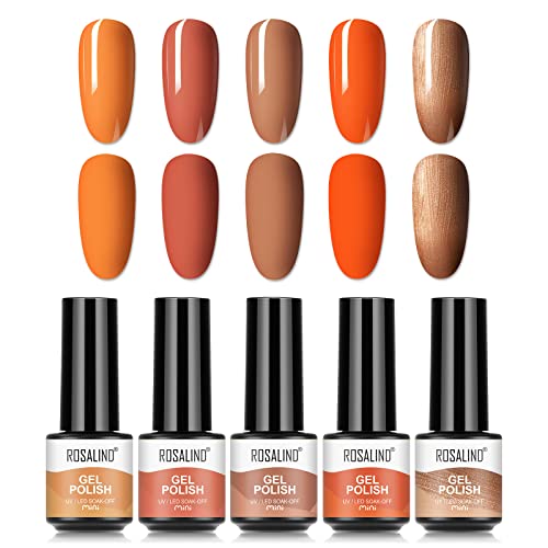 ROSALIND UV Nagellack Shellac Set 5 Farben Gel Nagellack Set Orange Nagellack Mini UV Lampe Für Nägel Gel Nail Polish Set von ROSALIND