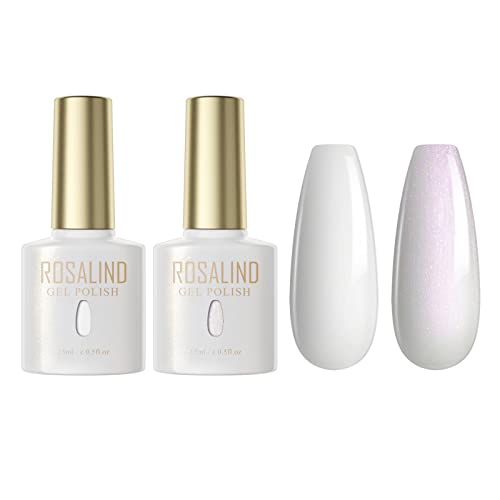 ROSALIND UV Nagellack Weiß Glitzer Gel Nagellack 15ml Shellac Nagellack Starterset UV LED Soak Off Nail Gel Polish Gel Nagellack Set von ROSALIND