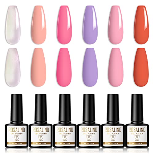 ROSALIND UV Nagellack Weiß Rosa Pink Lila Rot Gel Nagellack 6 Farben 8ml Shellac Nagellack UV LED Gel Nail Polish Set Geeignet FüR AnfäNger, Nagelstudios von ROSALIND